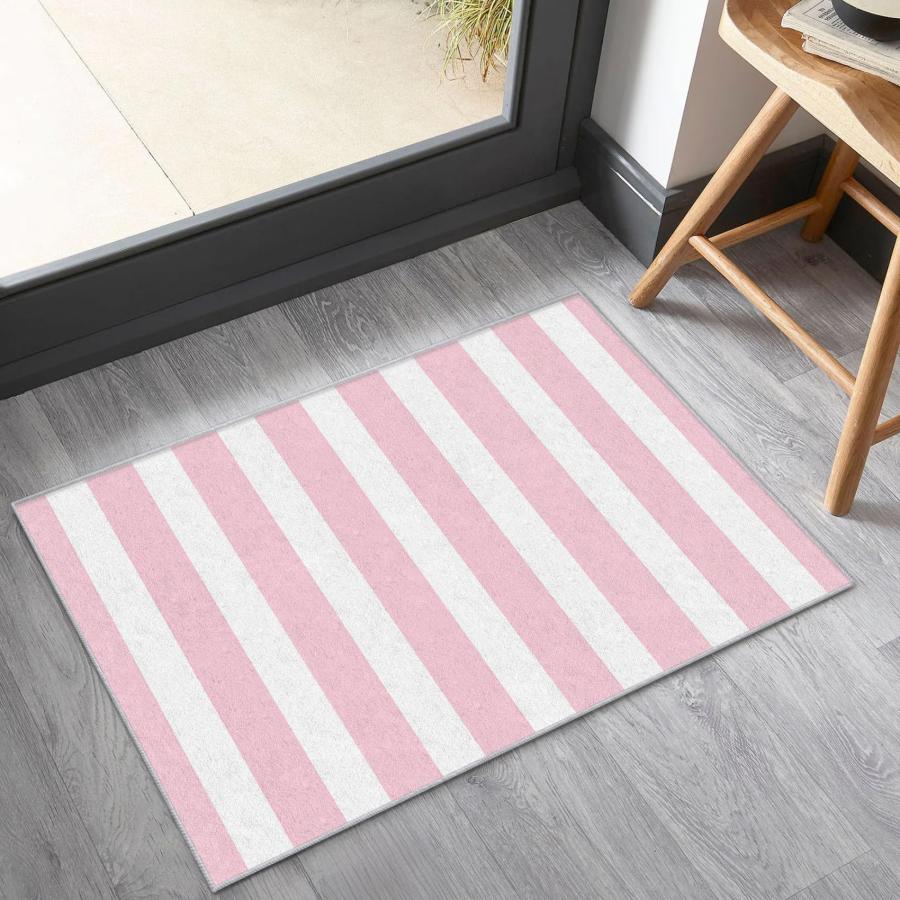 【並行輸入品】 Vzdrahelia 2x3 Pink and White Striped Rugs， Modern Minimalist Ho_9