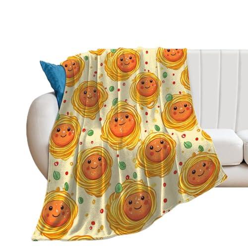 【並行輸入品】 Italian Food Meatball Spaghetti Printed Throw Blanket Cozy Flann