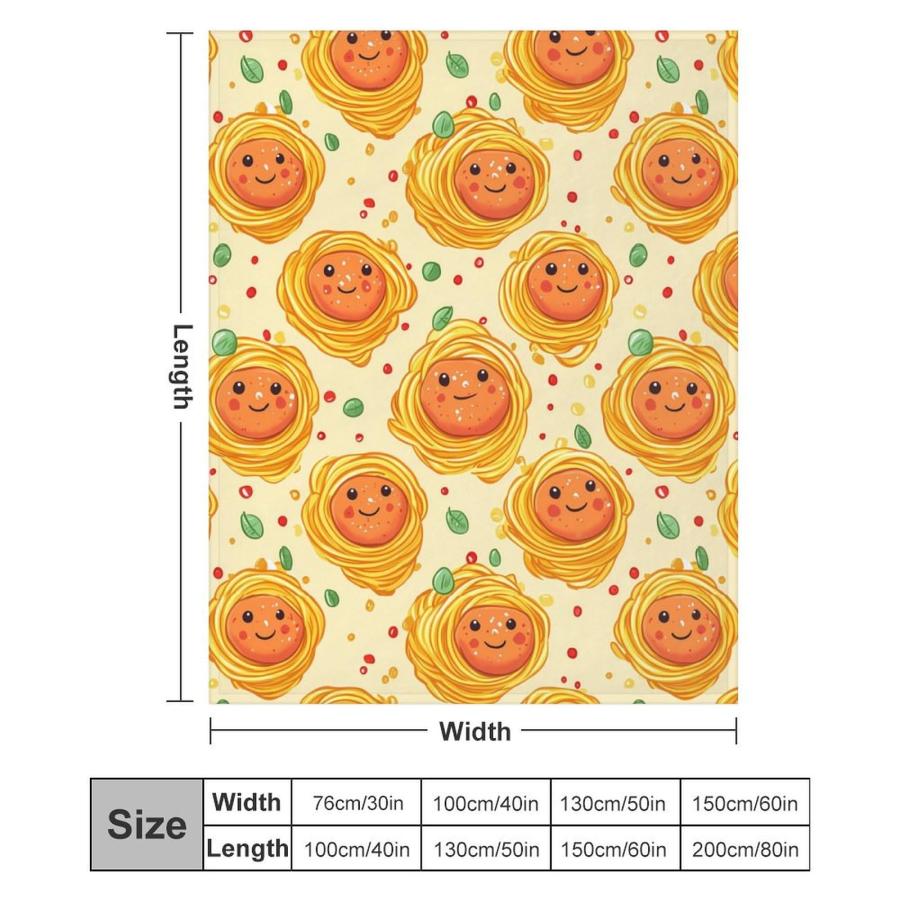 【並行輸入品】 Italian Food Meatball Spaghetti Printed Throw Blanket Cozy Flann