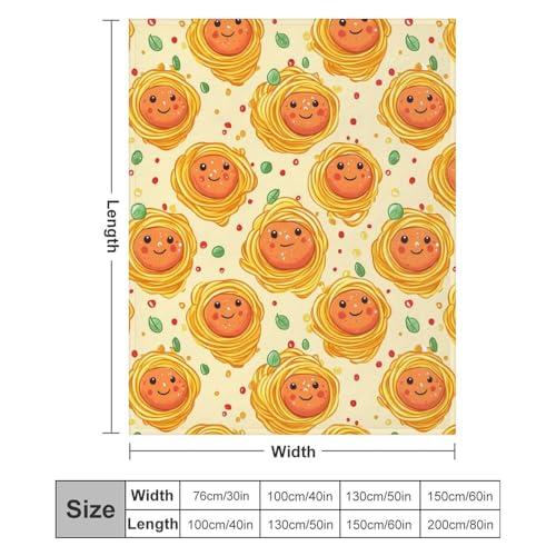 【並行輸入品】 Italian Food Meatball Spaghetti Printed Throw Blanket Cozy Flann