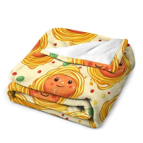 【並行輸入品】 Italian Food Meatball Spaghetti Printed Throw Blanket Cozy Flann