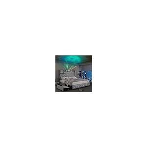 【並行輸入品】 SIBEDS Queen LED Bed Frame with Galaxy Aurora Star Projector and_2