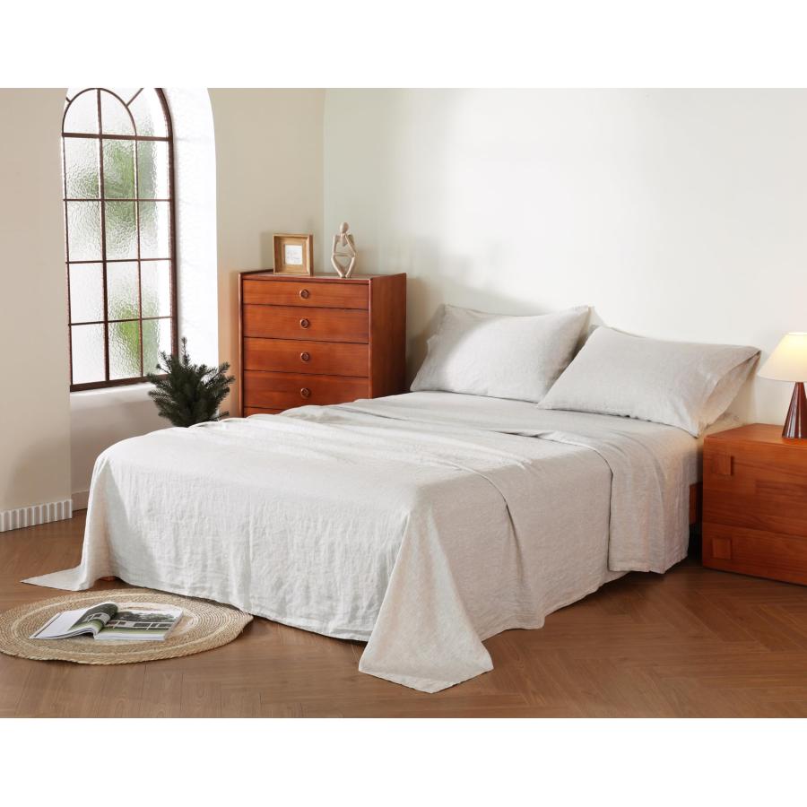 【並行輸入品】 AORISSI 100% French Flax Linen Sheet Set， Bed Sheets Breathable_3
