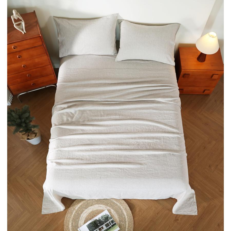 【並行輸入品】 AORISSI 100% French Flax Linen Sheet Set， Bed Sheets Breathable_6