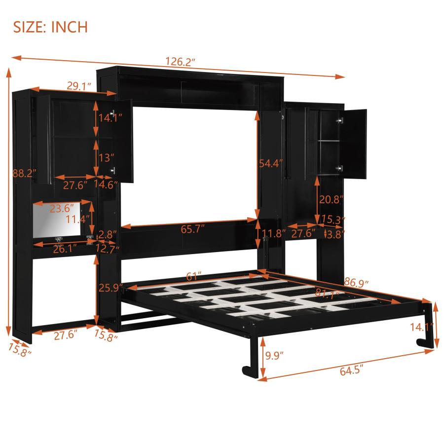 【並行輸入品】 LUMISOL Queen Size Murphy Bed with Desk, Vanity and Cabinets, Muの画像