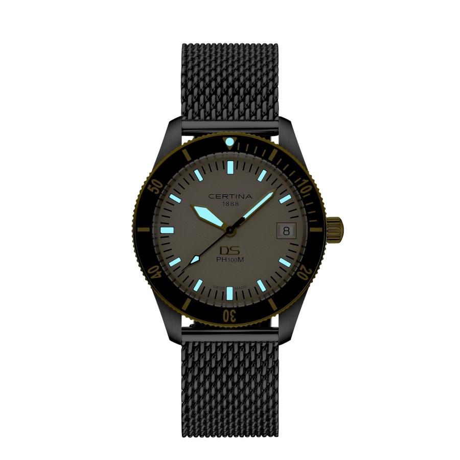 【並行輸入品】Certina、メンズ、DSヘリテージスタンダード、40.5mm、スチール(メッシュ)、クォーツ、プレシドライブ、腕時計、シルバーの画像