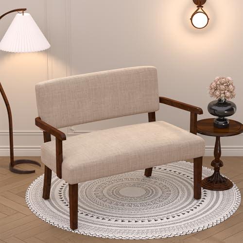 【並行輸入品】 FAGAGA Love Seat Sofa Couch， Two Seater Couches with Wood Arms，_4
