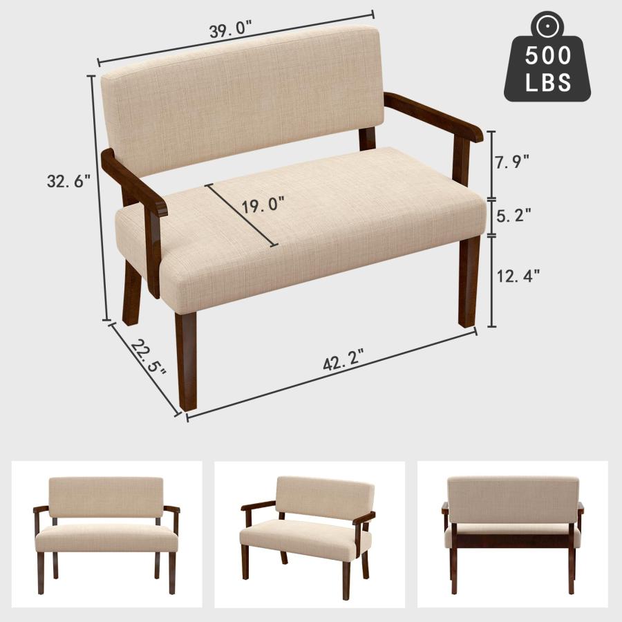 【並行輸入品】 FAGAGA Love Seat Sofa Couch， Two Seater Couches with Wood Arms，_6