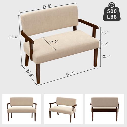【並行輸入品】 FAGAGA Love Seat Sofa Couch， Two Seater Couches with Wood Arms，_7