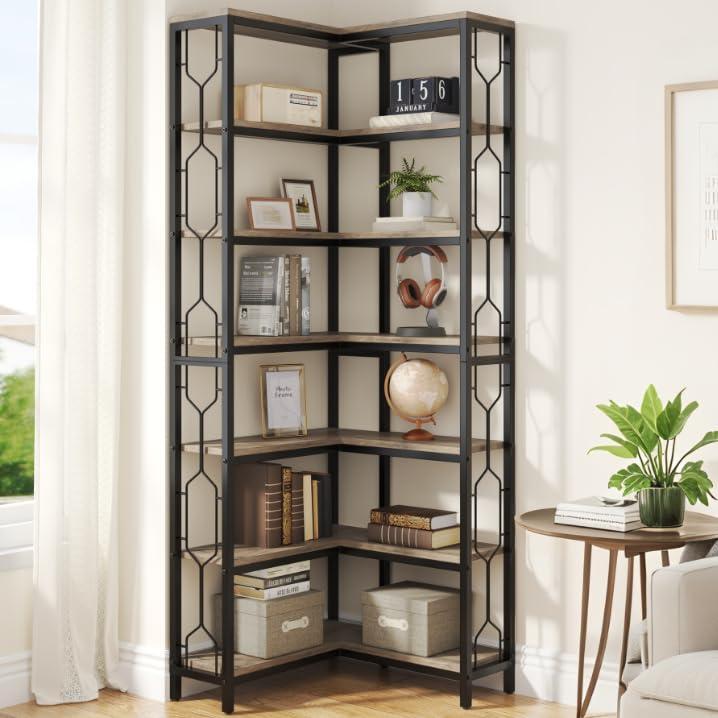 【並行輸入品】 Tribesigns 7 Tier Corner Shelf， 78.7" Tall Bookshelf with Storag_2