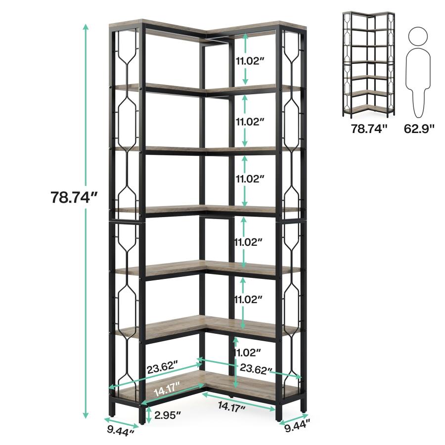 【並行輸入品】 Tribesigns 7 Tier Corner Shelf， 78.7" Tall Bookshelf with Storag_4