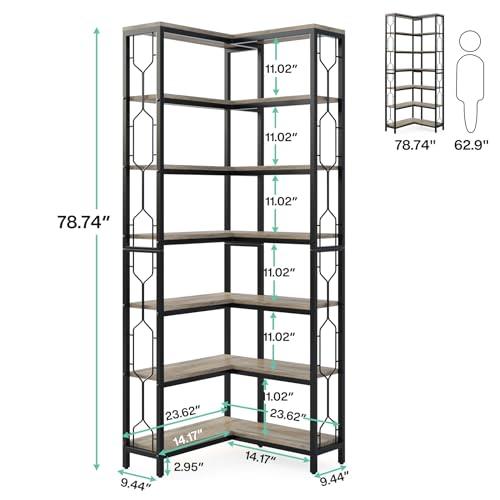 【並行輸入品】 Tribesigns 7 Tier Corner Shelf， 78.7" Tall Bookshelf with Storag_5
