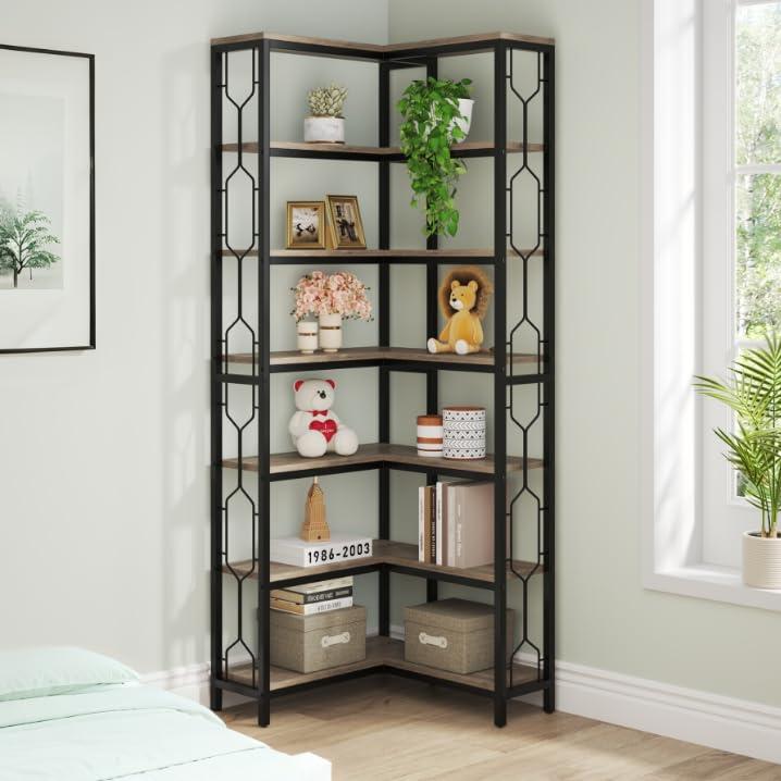 【並行輸入品】 Tribesigns 7 Tier Corner Shelf， 78.7" Tall Bookshelf with Storag_7