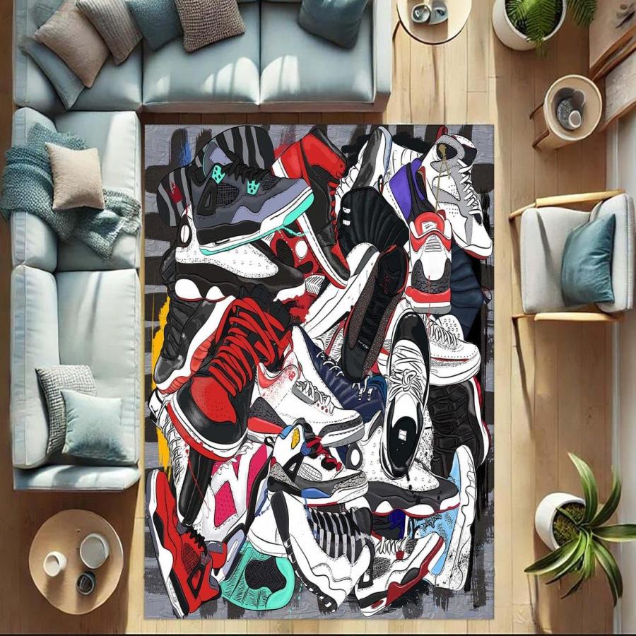 【並行輸入品】スニーカーラグ、Hypebeast装飾、クールスニーカーシューズカーペット、アーバンスタイルラグ Sneaker Rug， Hyp_3