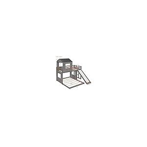 【並行輸入品】 GDFStudio Twin Over Full House Bunk Bed with Slide for Kids, Plaの画像