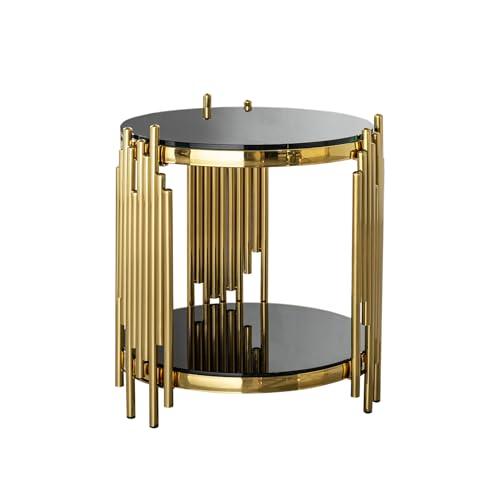 【並行輸入品】 Magipa17.72 Round Sofa Side Table， End Table with 2 Tier Black T