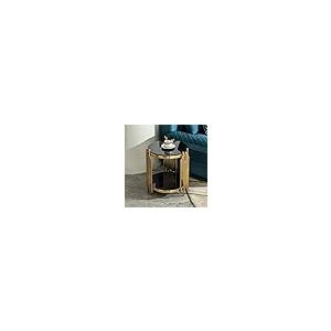 【並行輸入品】 Magipa17.72 Round Sofa Side Table， End Table with 2 Tier Black T