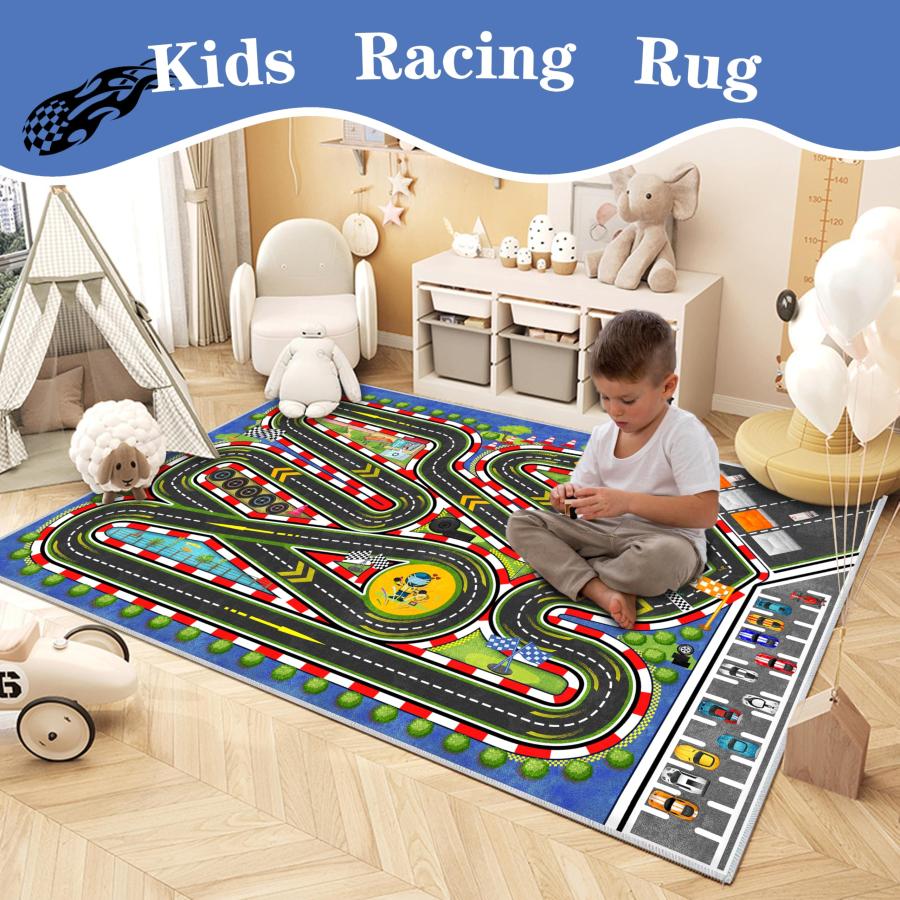 並行輸入品】Fuzorise キッズ レーシングラグ 車 ロード ラグ 