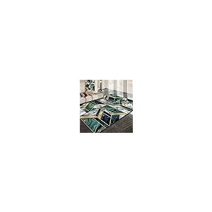 【並行輸入品】 Abstract Golden Lines Area Rugs， 5x8ft Luxury Emerald Green and_2