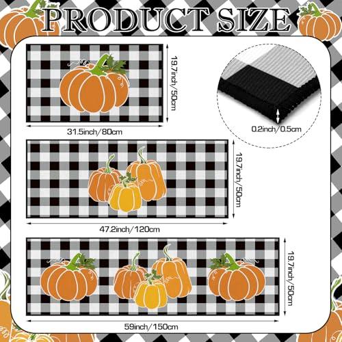 【並行輸入品】 Fourluoo Sets of 3 Thanksgiving Kitchen Rugs and Mats Fall Pumpk