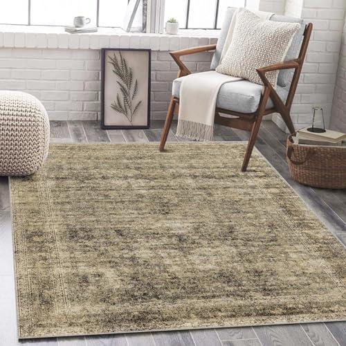 【並行輸入品】 5x7 Washable Area Rug Gray Vintage Traditional Floor Cover Folda