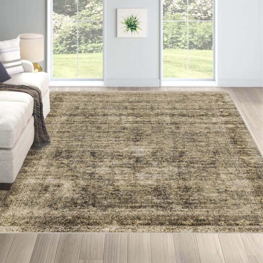 【並行輸入品】 5x7 Washable Area Rug Gray Vintage Traditional Floor Cover Folda