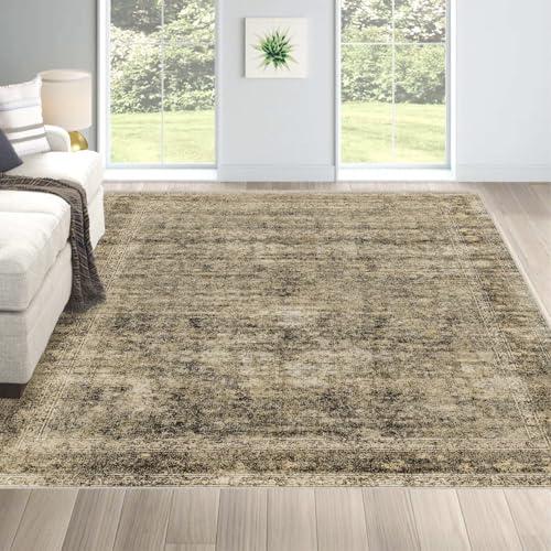【並行輸入品】 5x7 Washable Area Rug Gray Vintage Traditional Floor Cover Folda