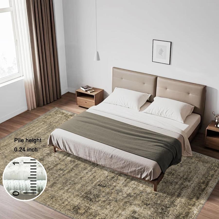 【並行輸入品】 5x7 Washable Area Rug Gray Vintage Traditional Floor Cover Folda