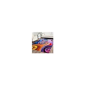【並行輸入品】 Abstract Area Rug， 3x5ft， Bohemian Blue Orange Purple Swirl Colo_2