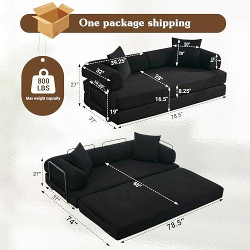 【並行輸入品】 MAKIAAP 78.5'' Convertible Folding Sofa Bed, 5 インチ 1 Modular Floo