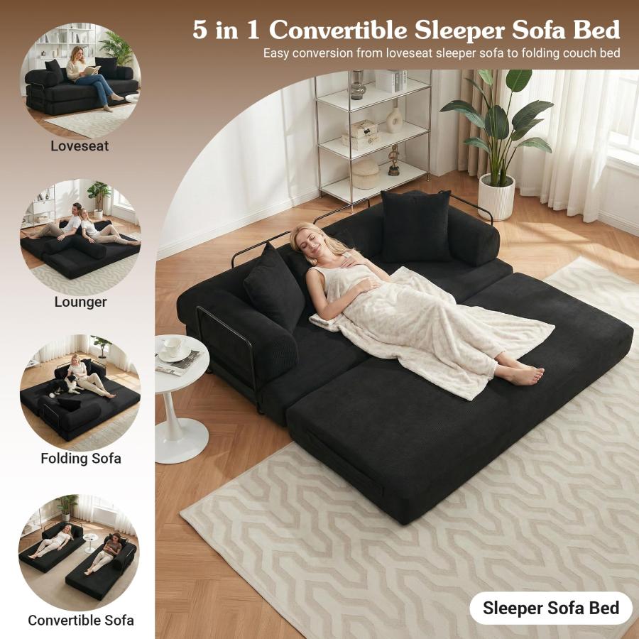 【並行輸入品】 MAKIAAP 78.5'' Convertible Folding Sofa Bed, 5 インチ 1 Modular Floo