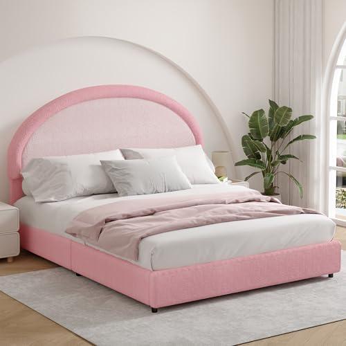 【並行輸入品】 REVOMINCA Queen Bed Frame， Boucle Upholstered Platform Bed Frame_1