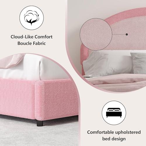 【並行輸入品】 REVOMINCA Queen Bed Frame， Boucle Upholstered Platform Bed Frame_7