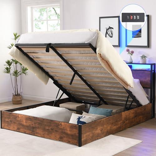 【並行輸入品】 Qinazoe Full Bed Frame with Lift Up Storage， Wooden Platform Bed_1