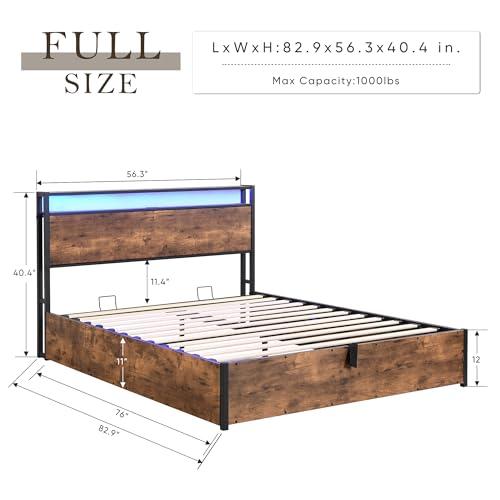 【並行輸入品】 Qinazoe Full Bed Frame with Lift Up Storage， Wooden Platform Bed_4