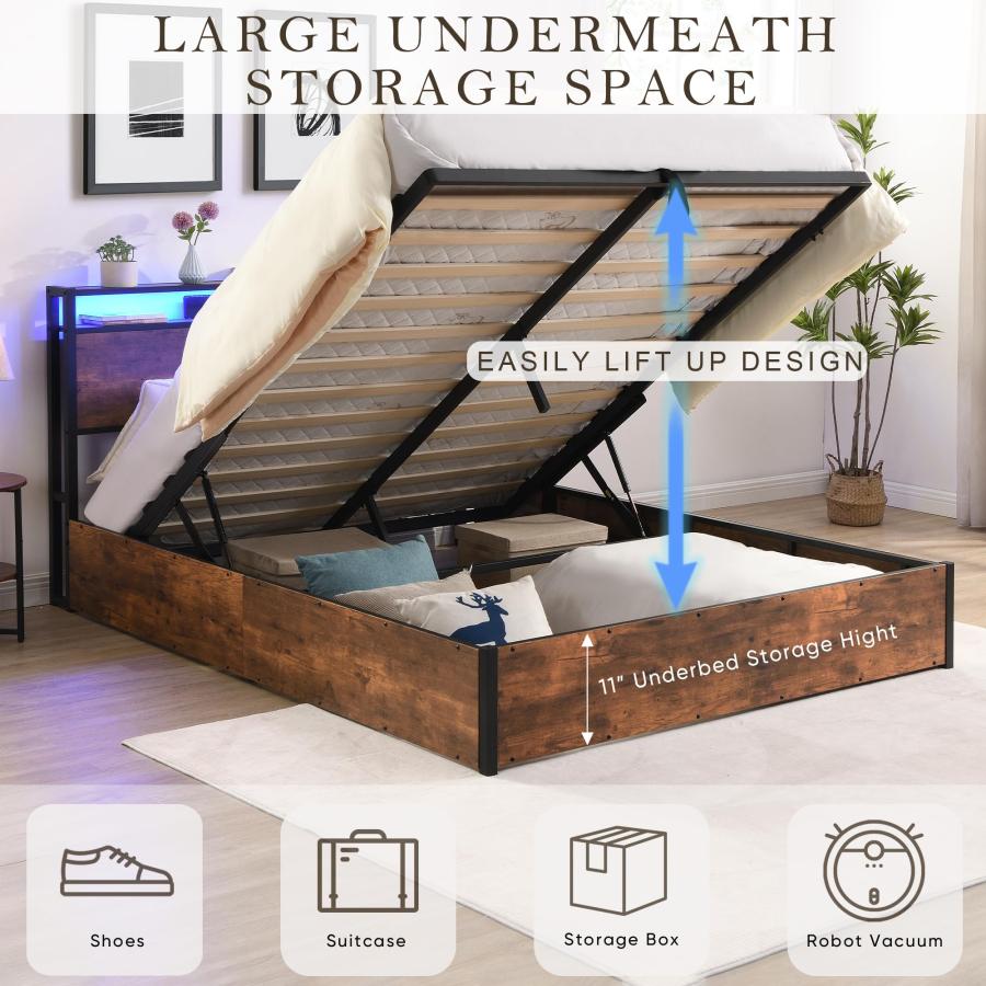 【並行輸入品】 Qinazoe Full Bed Frame with Lift Up Storage， Wooden Platform Bed_6