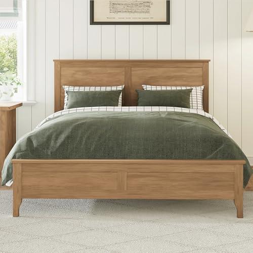 【並行輸入品】 JIVOIT Queen Size Wood Platform Bed Frame with Headboard， Modern