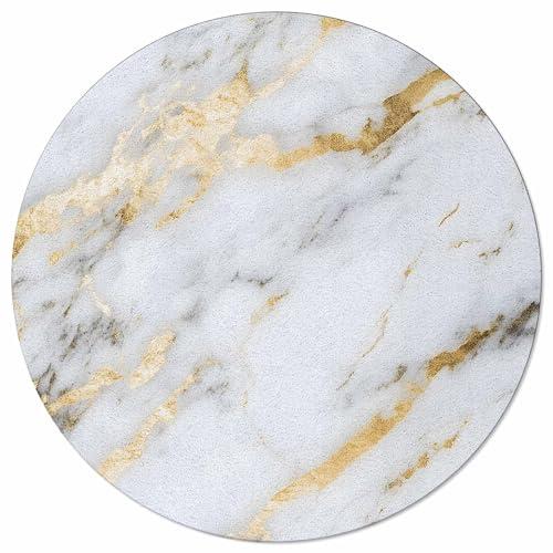 【並行輸入品】 Marble Texture Round Rug 3ft Gray and White Modern Art Throw Sof