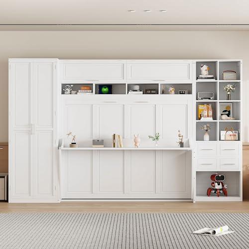 【並行輸入品】 SOFTSEA Queen Size Horizontal Murphy Bed with Desk, Folding Murpの画像
