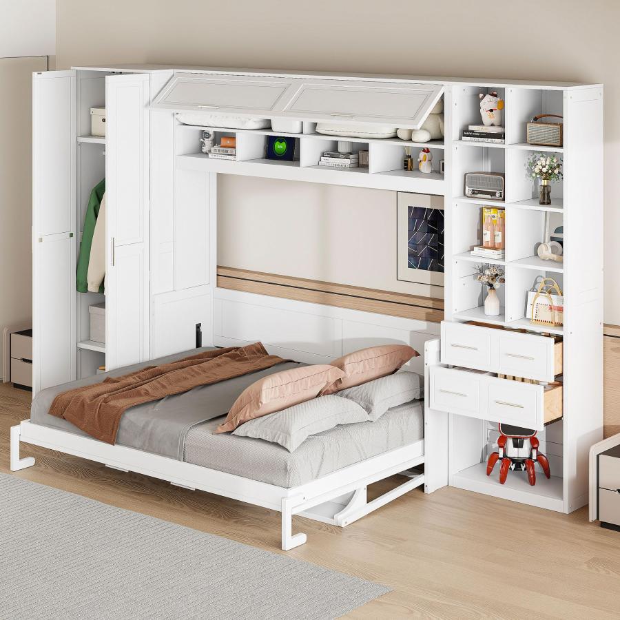 【並行輸入品】 SOFTSEA Queen Size Horizontal Murphy Bed with Desk, Folding Murpの画像