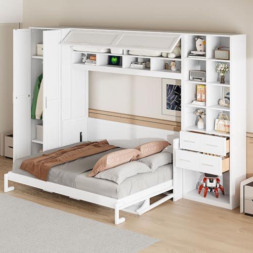 【並行輸入品】 SOFTSEA Queen Size Horizontal Murphy Bed with Desk, Folding Murpの画像