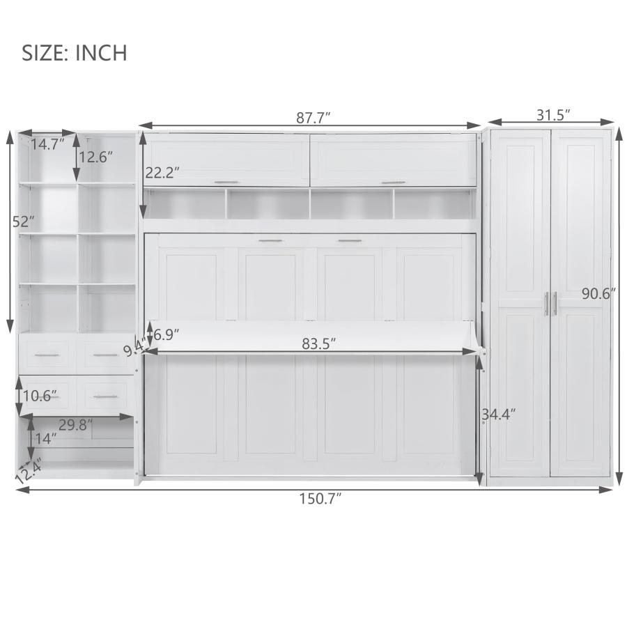 【並行輸入品】 SOFTSEA Queen Size Horizontal Murphy Bed with Desk, Folding Murpの画像