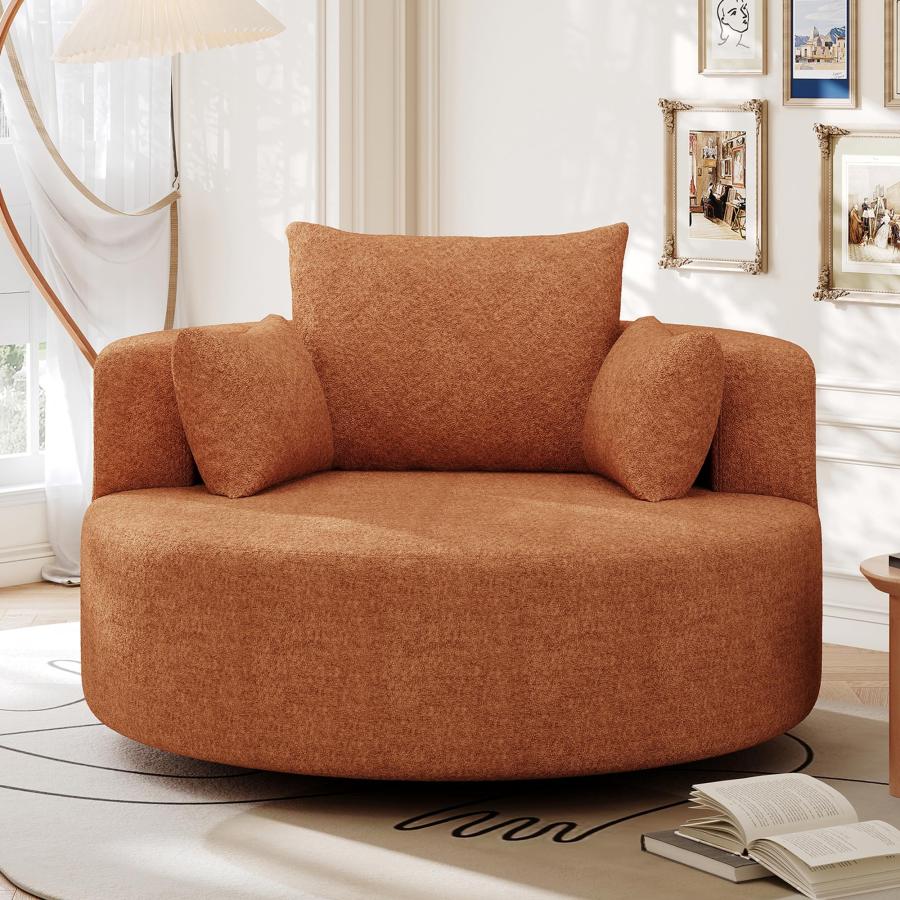【並行輸入品】 P PURLOVE 360° Accent Barrel Chair Swivel Round Sofa Chair with_3