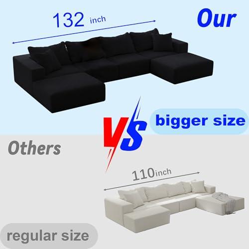 【並行輸入品】 132" Cloud Sectional Couch with Movable Chaise，Modern Chenille M_4