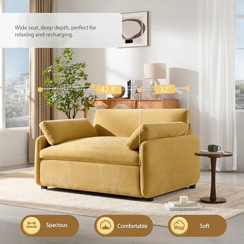 【並行輸入品】 50*43" Oversized Chenille Single Sofa Chair， Wide and Deep Seat_7