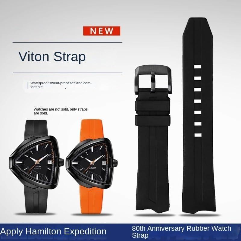 【並行輸入品】 dongrif FKM Watchband For Hamilton Ventura H245950 H245850 H2455の画像