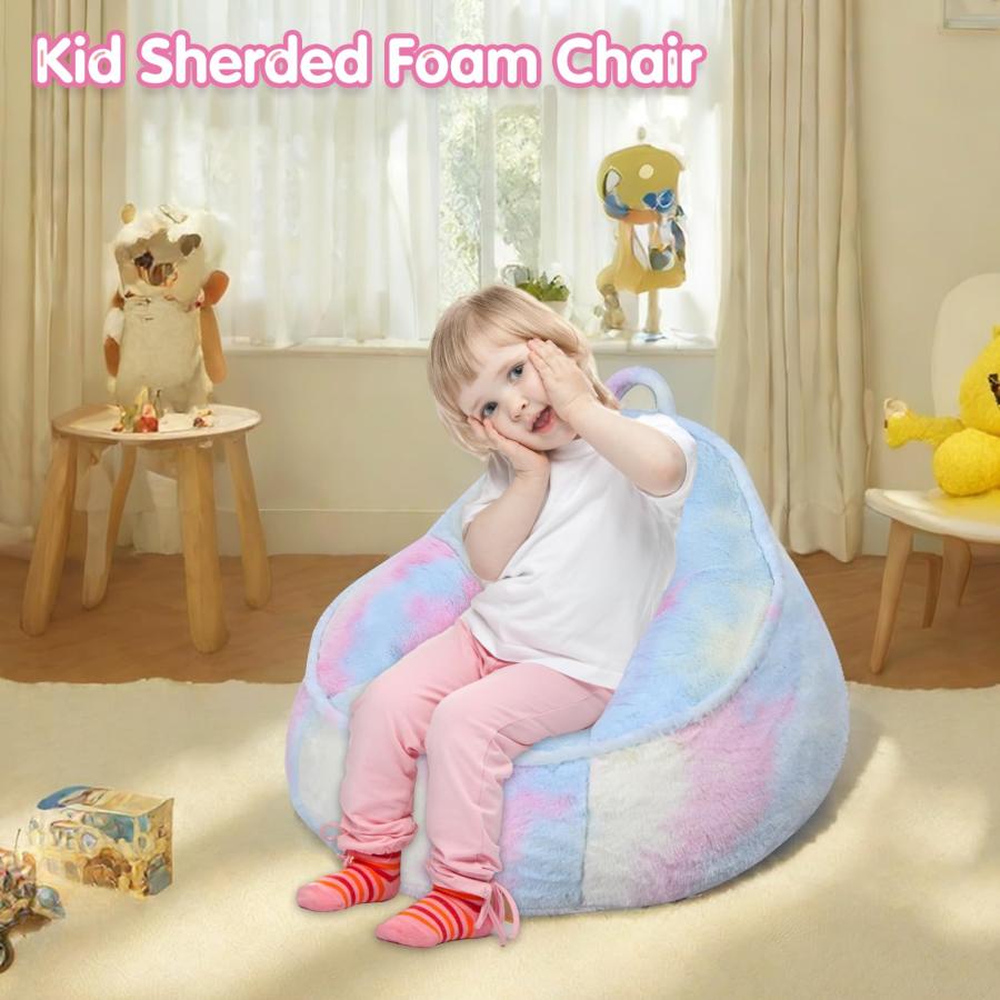 【並行輸入品】子供用ビーンバッグチェア、シェールフォーム入りビーンバッグ子供用ソファ、ベルベット生地のポータブル幼児用チェア、3年間のプレイルー