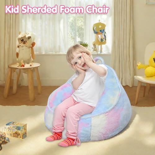 【並行輸入品】子供用ビーンバッグチェア、シェールフォーム入りビーンバッグ子供用ソファ、ベルベット生地のポータブル幼児用チェア、3年間のプレイルー