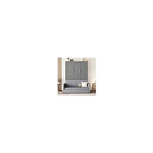 【並行輸入品】LZ LEISURE ZONE クイーンサイズ マーフィーベッド 木製 クイーン マーフィー ウォールベッド クッションとソファ付の画像