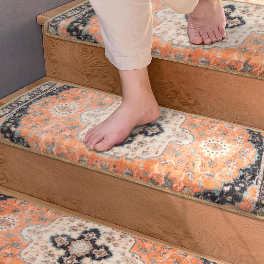 【並行輸入品】Brakki Bullnose ノンスリップ階段踏み板 木製階段用 屋内ランナー用カーペット ペットに優しいソフト階段ラグ エッジ_3